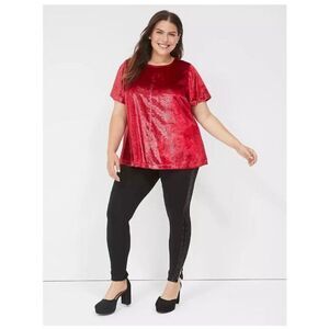 Lane Bryant Lurex Boatneck Swing Shimmering Red Top Womens 22 NWT